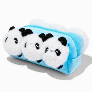 Claire's , Stacked Pandas Blue Pencil Case, NWT